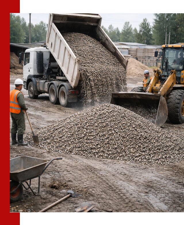 Мытый гравий с доставкой в Россоши от карьера до участка