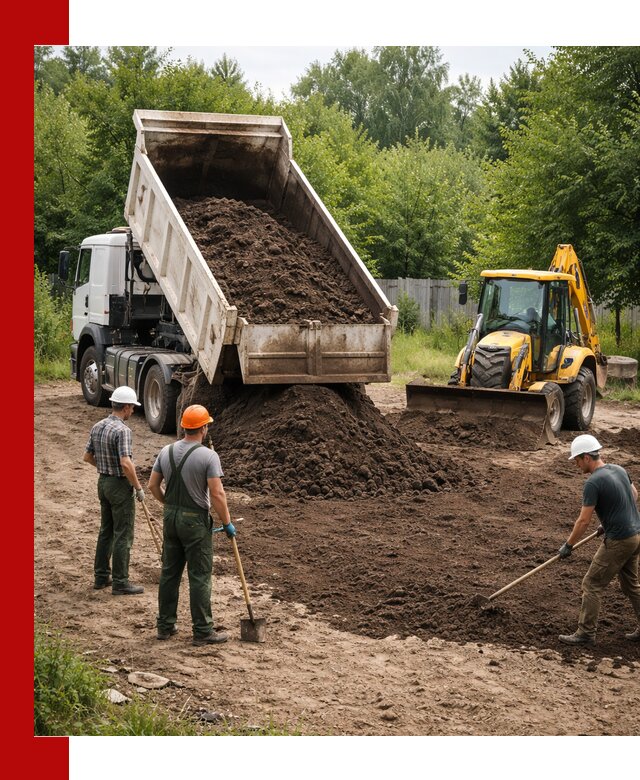 Доставка и укладка грунта для выравнивания участка в Россоши