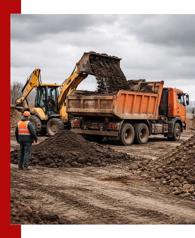 Вывоз грунта и строительного мусора в Россоши грузовыми самосвалами