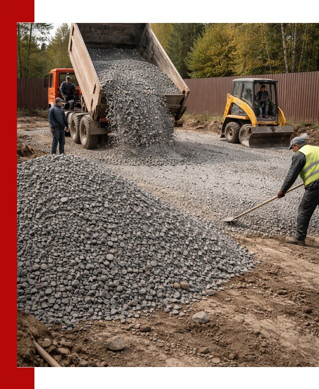 Отсыпка участка щебнем с доставкой и уплотнением в Россоши